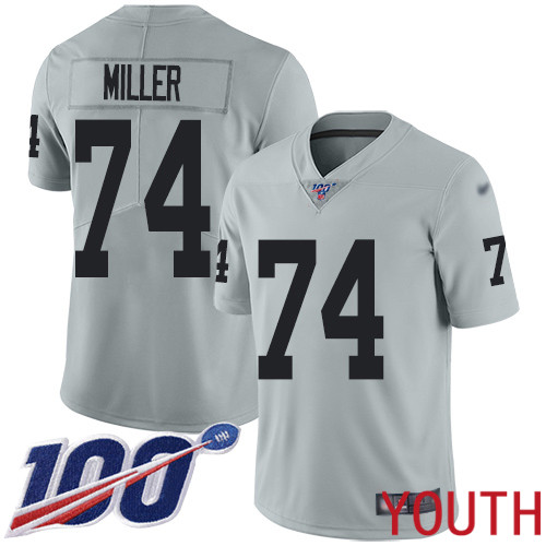 Oakland Raiders Limited Silver Youth Kolton Miller Jersey NFL Football 74 100th Season Inverted Legend Jersey